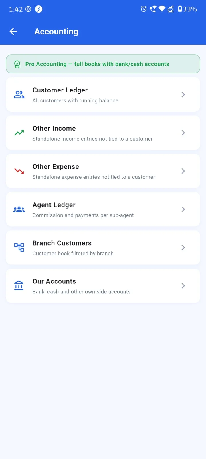 Agenex complete accounting Mobile app — customer ledger and dues in your pocket