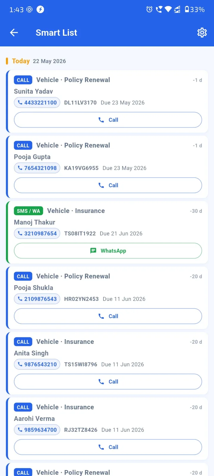 Agenex smart list Mobile app — AI-ranked hot leads for today